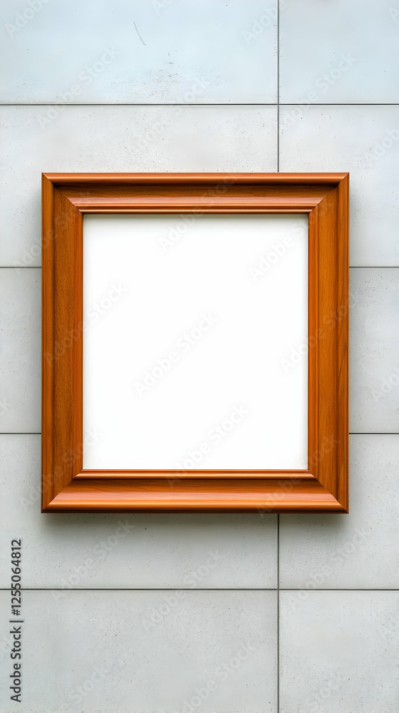 Empty Wooden Frame on Concrete Wall 3D Illustration Empty Wooden Frame on Concrete Wall 3D Illustration