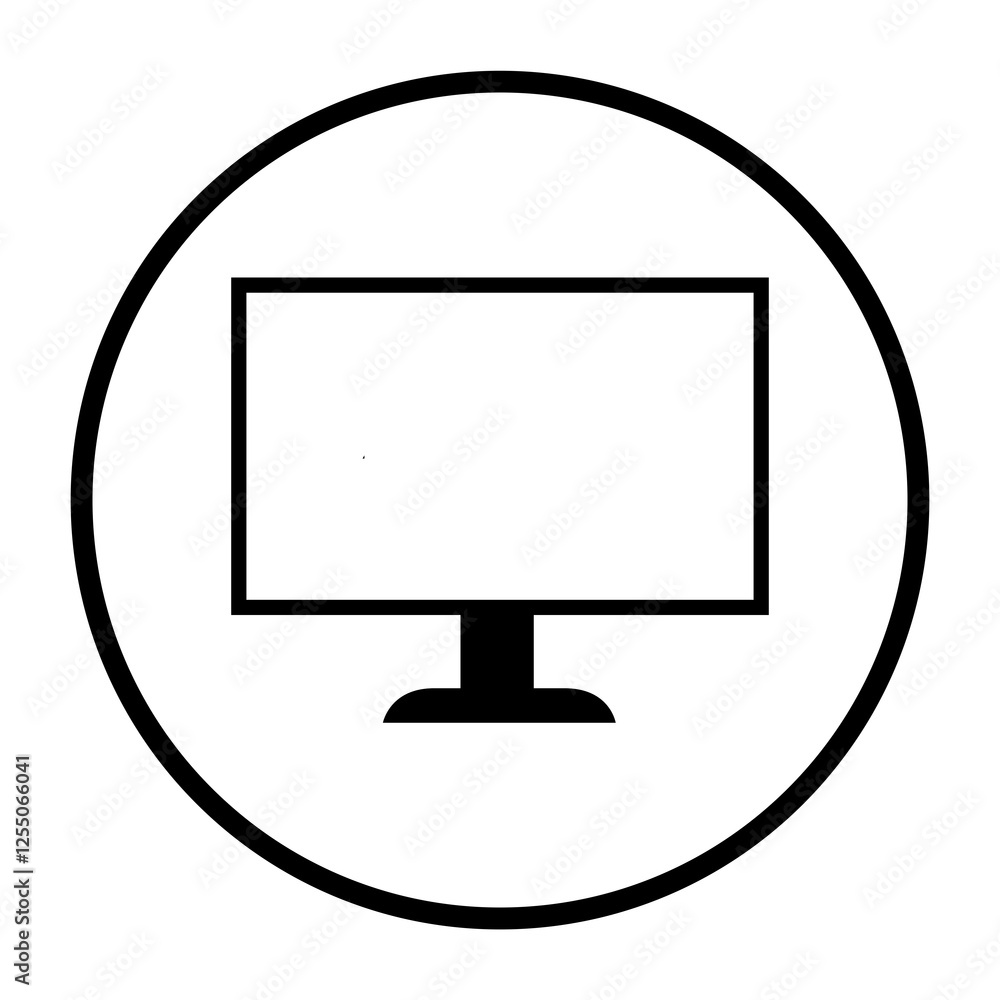 Monitor Icon in schwarzem Kreis - Bildschirm Symbol Monitor Icon in schwarzem Kreis - Bildschirm Symbol