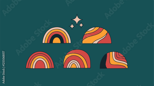 Abstract hand drawn linear shapes sat. Flat style. Vector illustration.