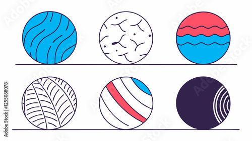 Abstract hand drawn linear shapes sat. Flat style. Vector illustration.