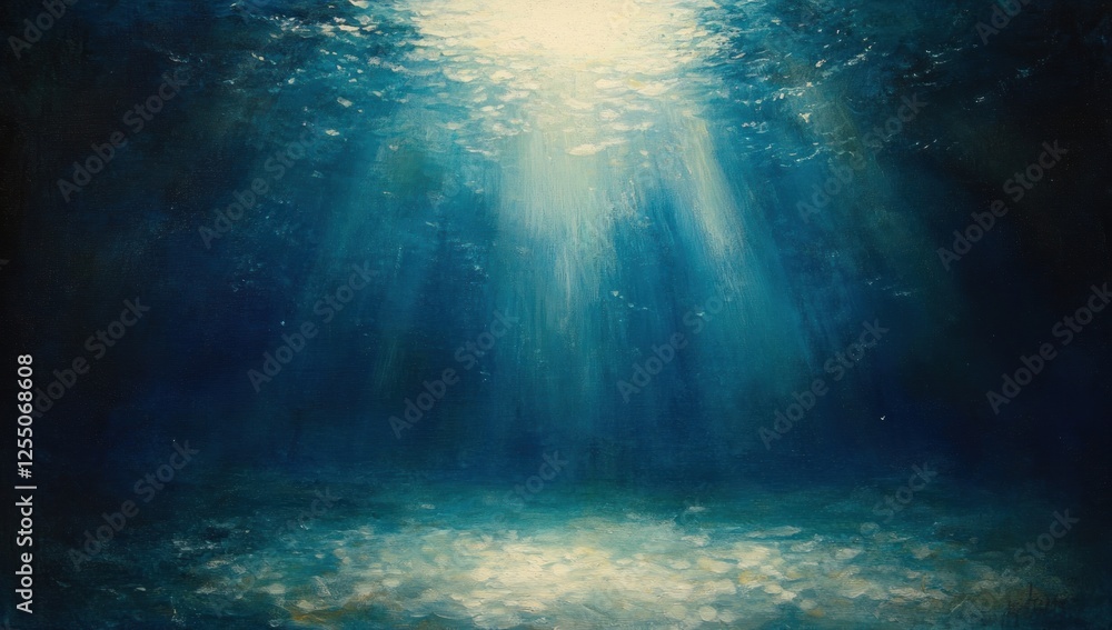 Obraz premium Underwater scene with sunbeams.