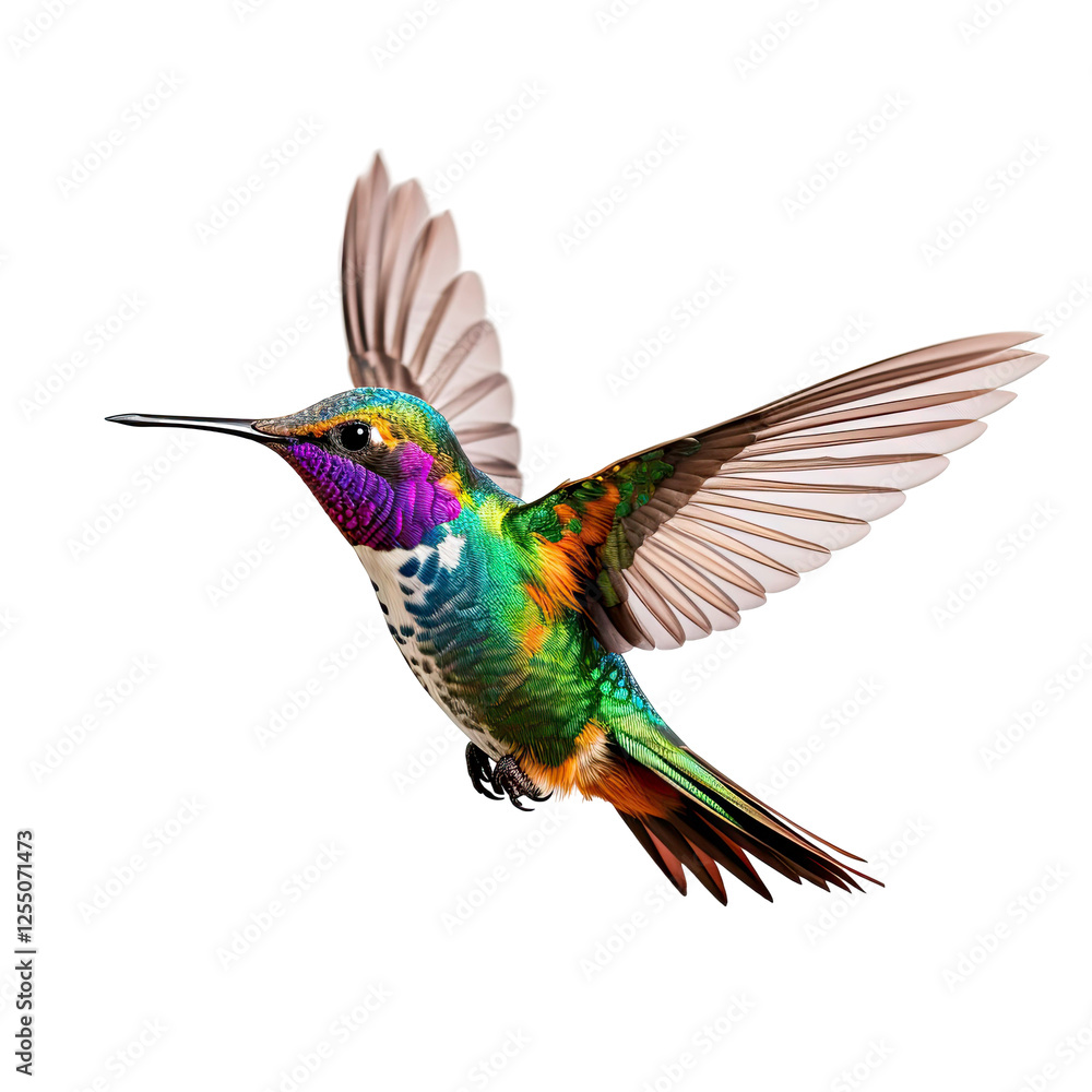 Obraz premium Hummingbird in Flight Against on Transparent background
