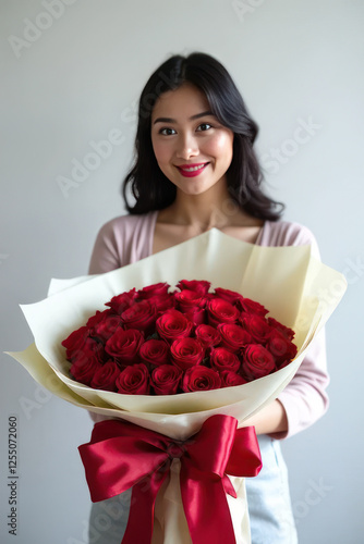 girl with a bouquet of roses