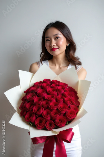 girl with a bouquet of roses
