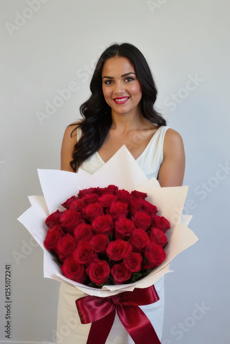 girl with a bouquet of roses