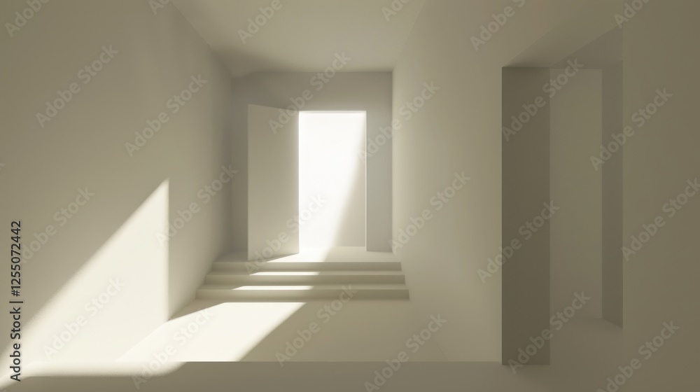 Obraz premium Illuminated Passage: A Minimalist Architectural Rendering