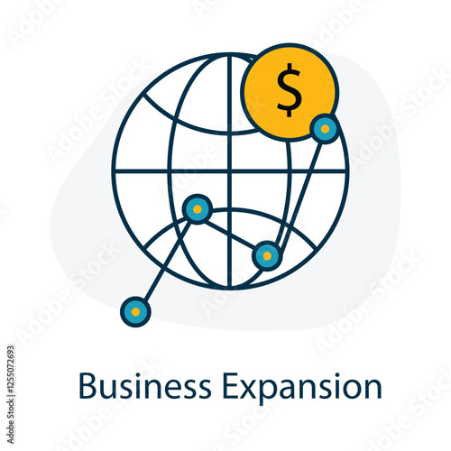 ector icon for business expansion in online platforms. Represents growth opportunities, market outreach, and scalability.