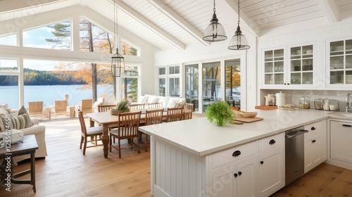 airy lake house interior