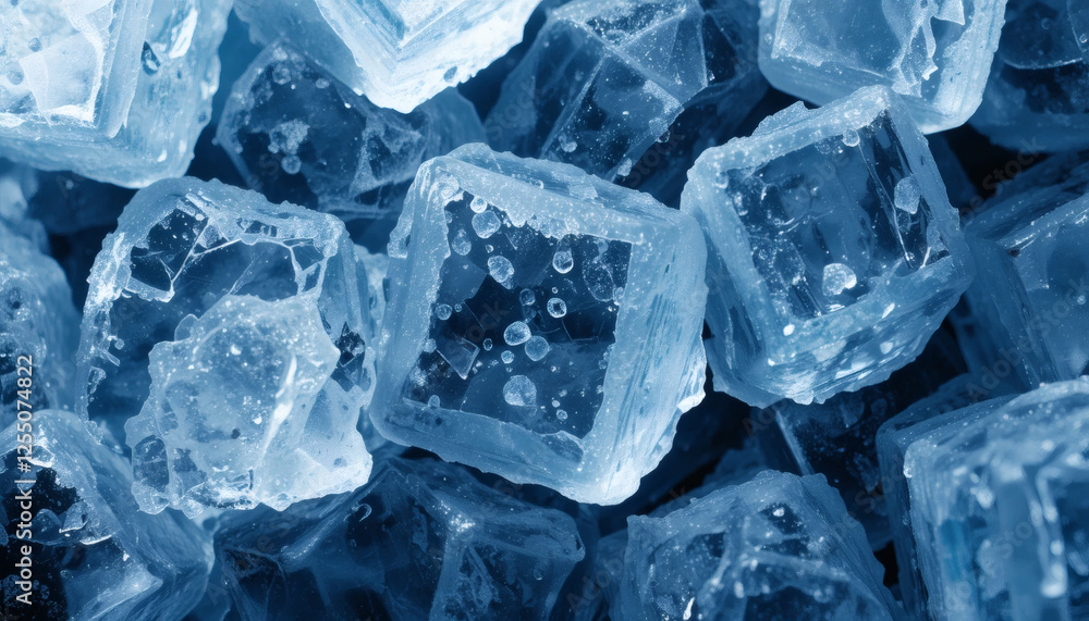 Ice cube texture with frosty, translucent surfaces and sharp edges Ice cube texture with frosty, translucent surfaces and sharp edges