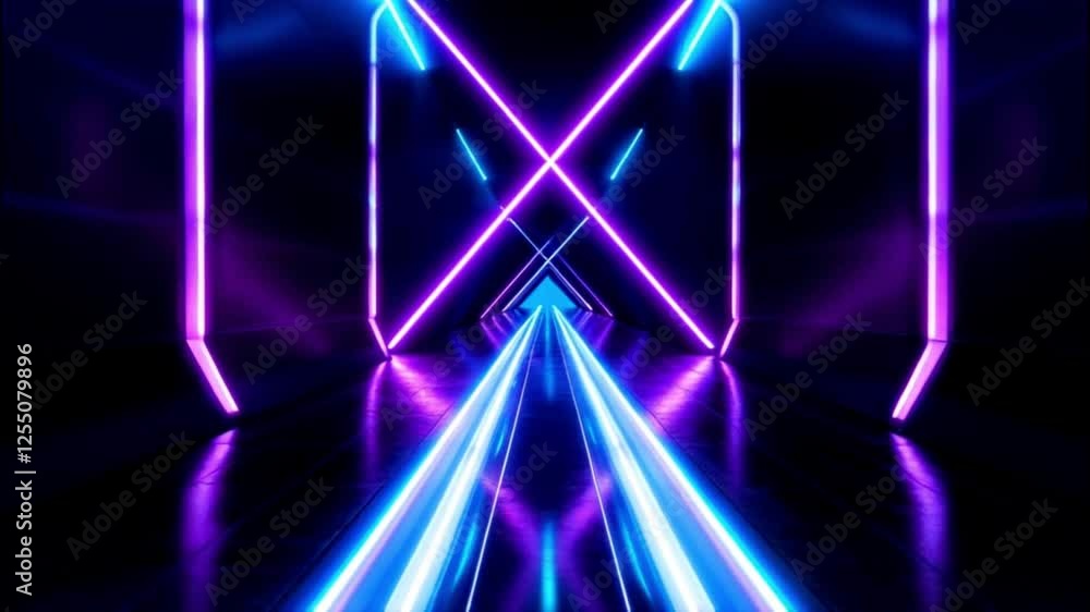 Futuristic Neon Tunnel, Sci-Fi Motion Background with Vibrant Lights Futuristic Neon Tunnel, Sci-Fi Motion Background with Vibrant Lights