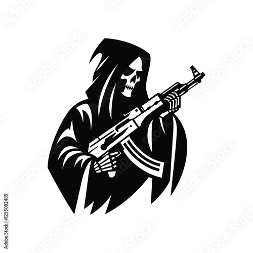 Grim Reaper with a gun vector