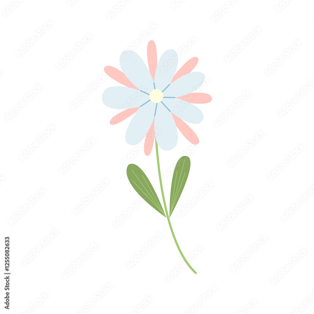Stylized cute wildflower illustration isolated on white background. Hand drawn botanical clipart Stylized cute wildflower illustration isolated on white background. Hand drawn botanical clipart