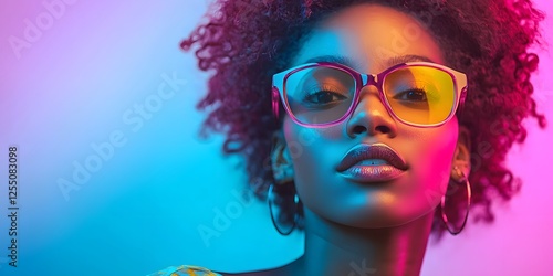 Wallpaper Mural Futuristic Neon Lit Portrait of Diverse Individual in Vibrant Eyewear Torontodigital.ca