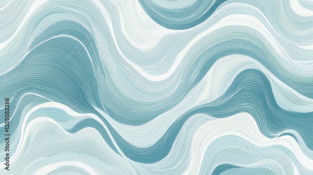Seamless Waves Pattern with Fluid Curves and Soft Blue Tones Seamless Waves Pattern with Fluid Curves and Soft Blue Tones
