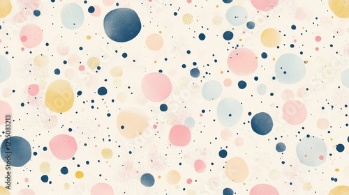 Seamless Pattern of Polka Dots in Soft Pastel Colors