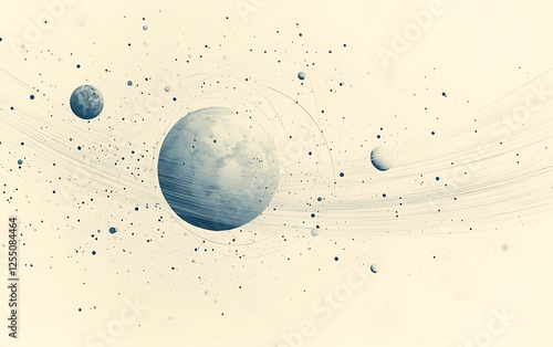 Abstract space planets swirling light background; cosmic backdrop for futuristic themes photo