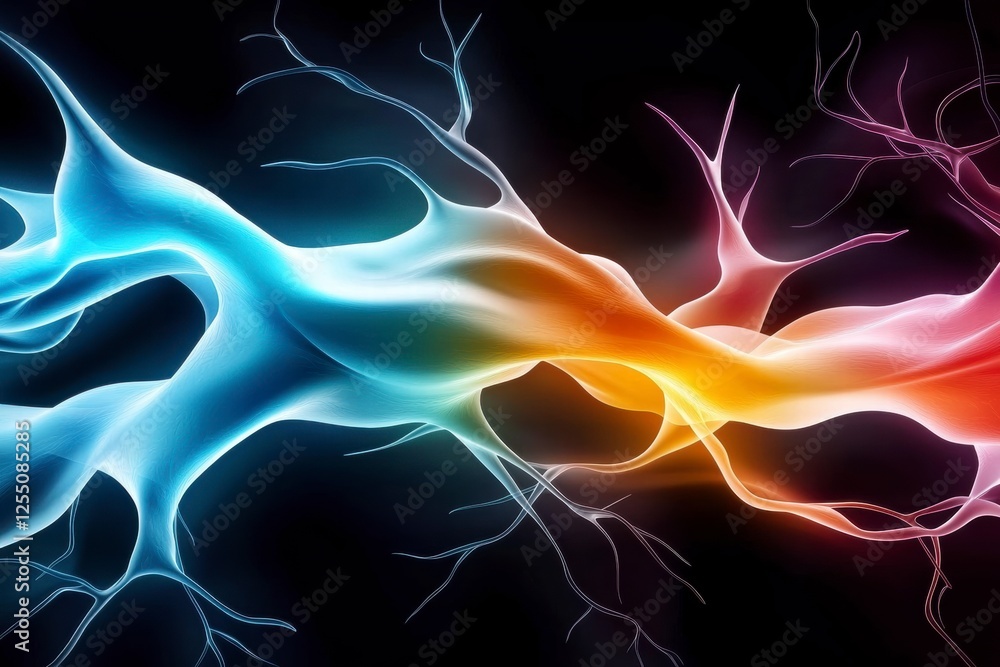 Obraz premium Abstract Neural Network, Connection, Energy Flow