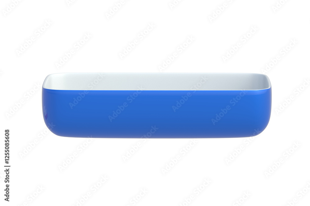 One baking dish isolated on white background. Side view. 3d render