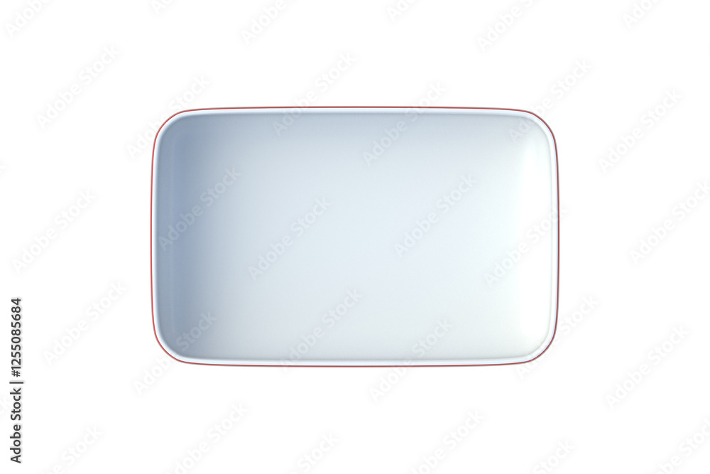 Single baking dish isolated on white background. Top view. 3d render Single baking dish isolated on white background. Top view. 3d render
