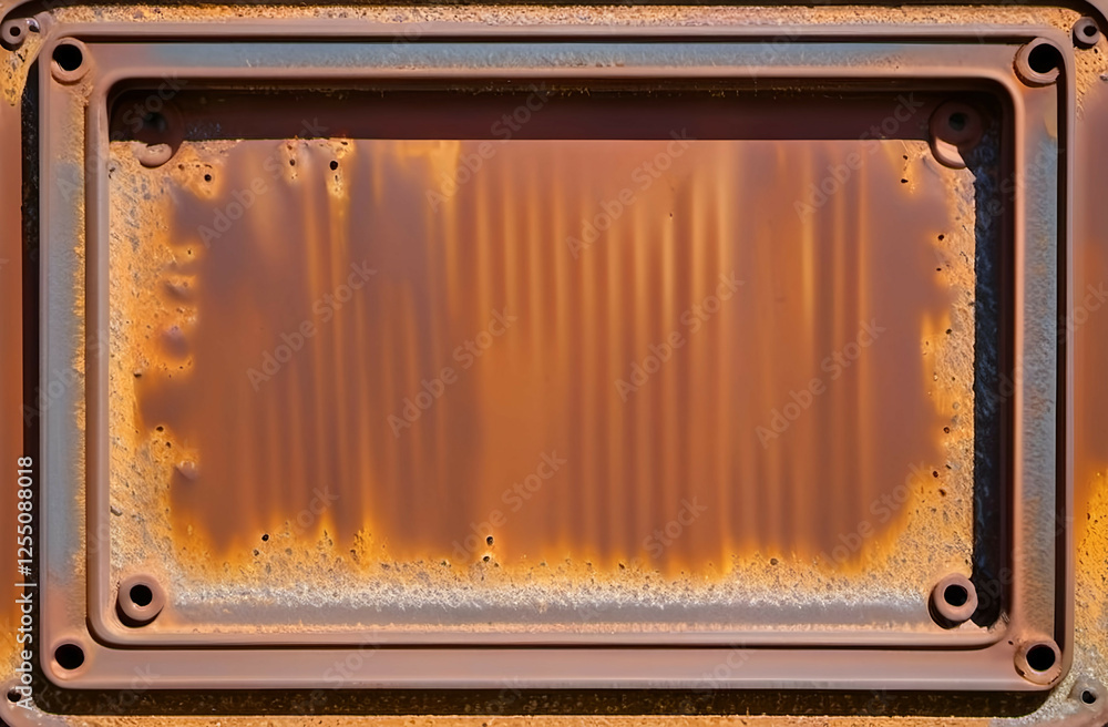 Obraz premium Rectangular frame rusted metal surface appears to be Rusty sign