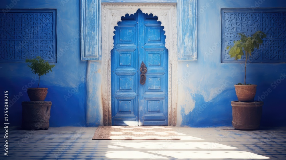 Fototapeta premium sunlight blue open door