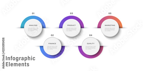 Infographic design template. Timeline concept with 5 steps, parts or options