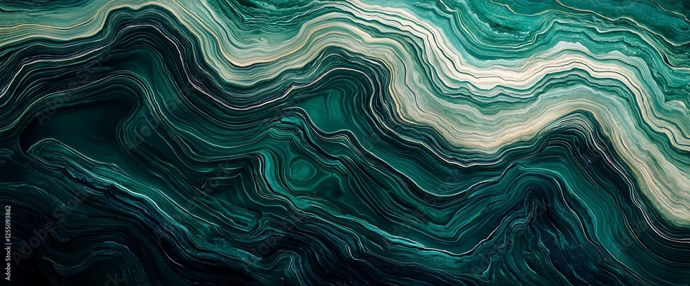 Obraz premium Abstract teal and cream marbled texture.