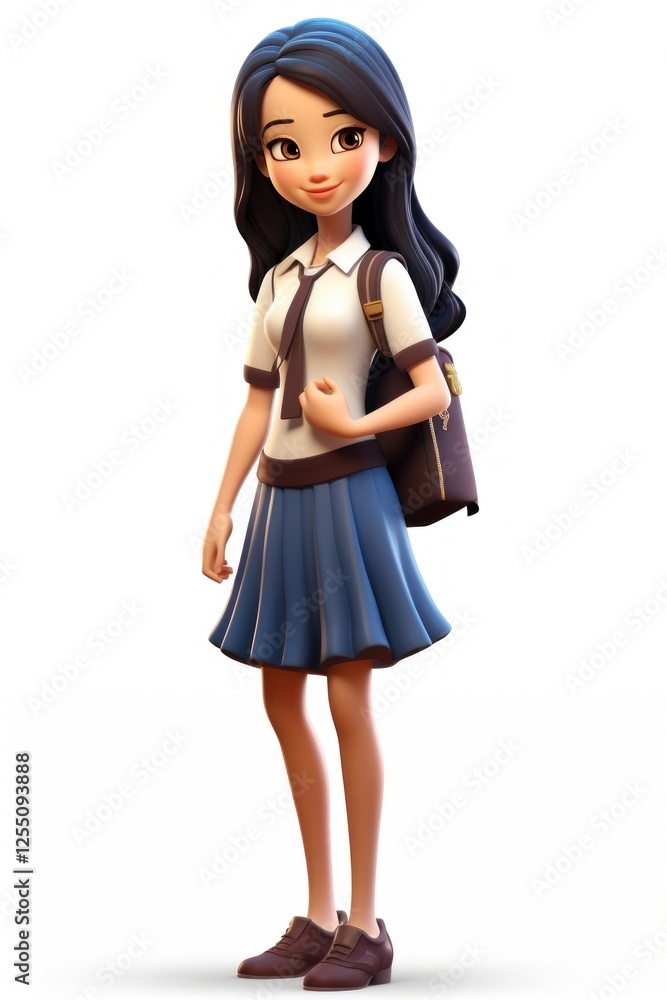 Asian high school girl figurine cartoon skirt. Asian high school girl figurine cartoon skirt.