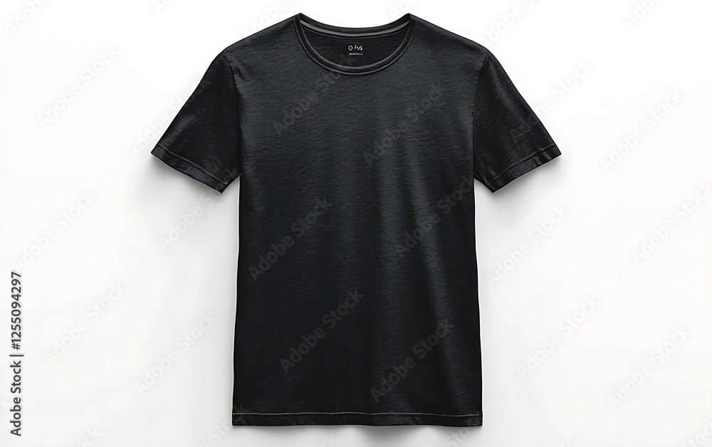 Plain black t-shirt, front view, studio shot Plain black t-shirt, front view, studio shot