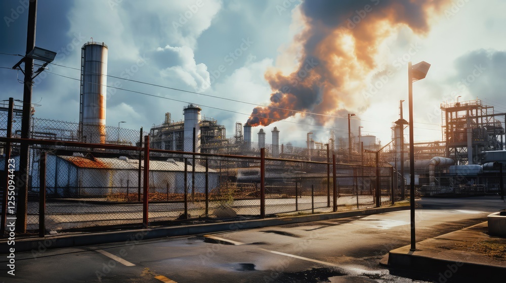 Obraz premium smoke manufacturing plant outside