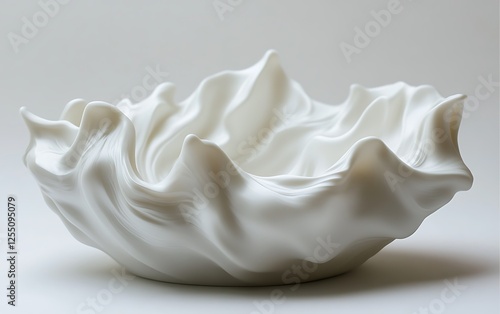 Abstract ceramic bowl, sculpted form, studio shot. Possible use Interior design, product photography photo