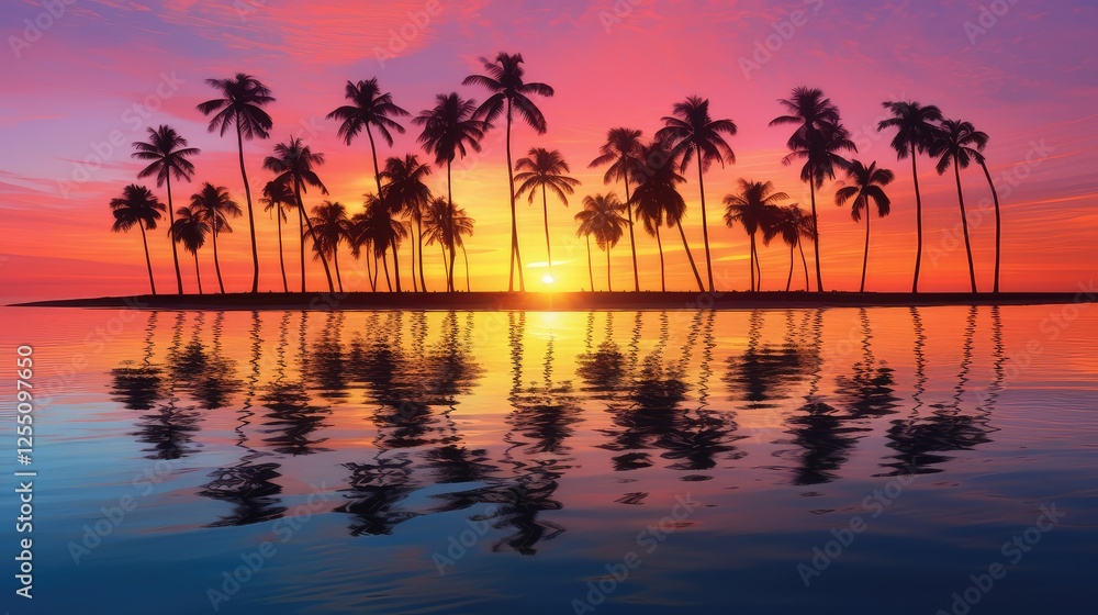 Obraz premium beauty sunset palm trees