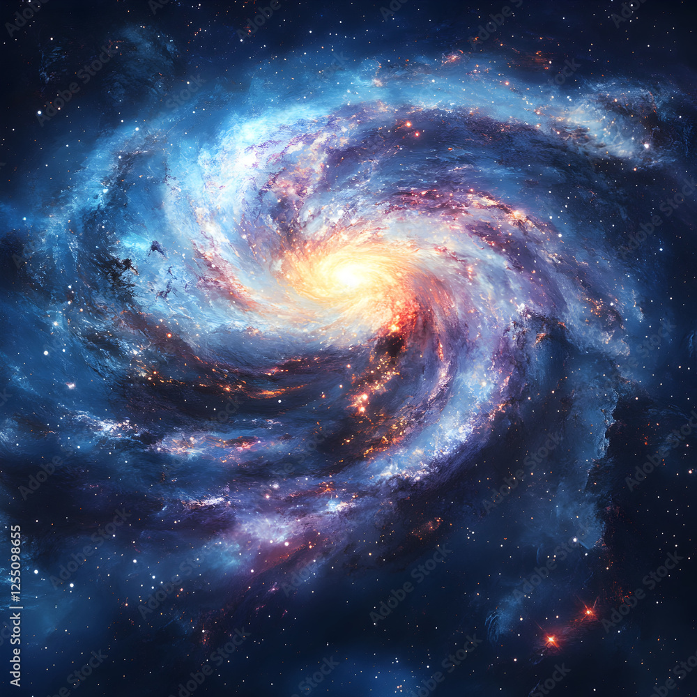 Obraz premium Cosmic Whirlpool: An ethereal swirl of gas and dust in deep space, the mesmerizing beauty of the universe is captured in this celestial canvas. 