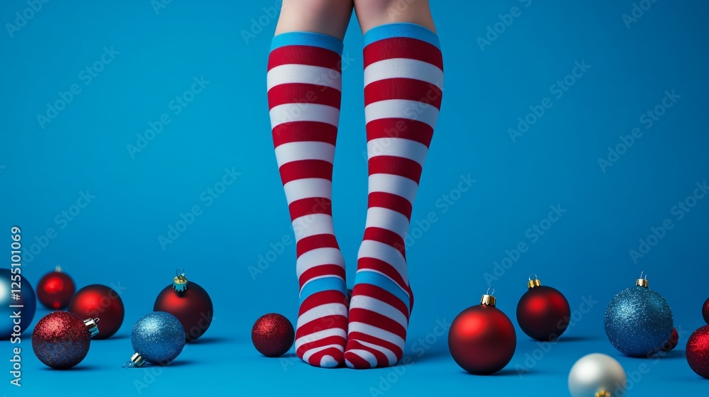 Striped Stockings and Heels with Religious Iconography Striped Stockings and Heels with Religious Iconography