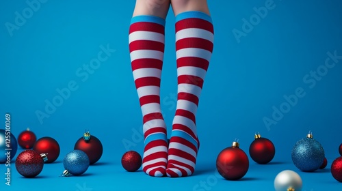 Striped Stockings and Heels with Religious Iconography photo