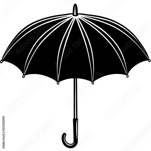Dark blue closed umbrella isolated on vector art illustration 