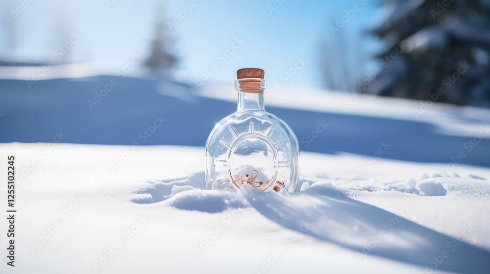 Obraz premium glass bottle in snow