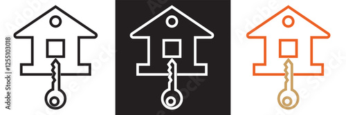 House keys icon. Symbol of real estate and renting.  isolated on white and black background. Vector illustration. EPS 10