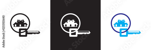 House keys icon. Symbol of real estate and renting.  isolated on white and black background. Vector illustration. EPS 10