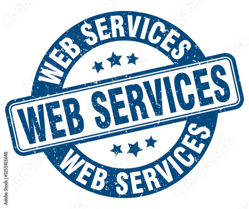 web services stamp. web services label. round grunge sign