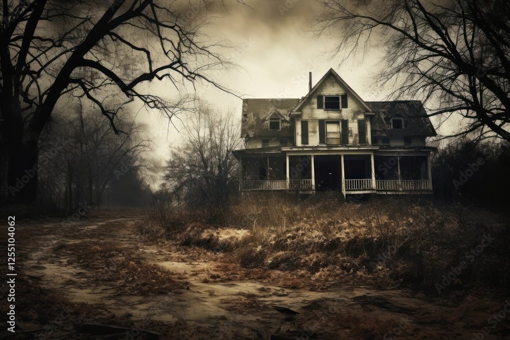 Obraz premium Haunted house architecture building outdoors.