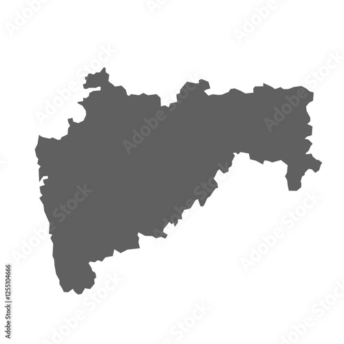 A vector gray map of the Maharashtra State of India.