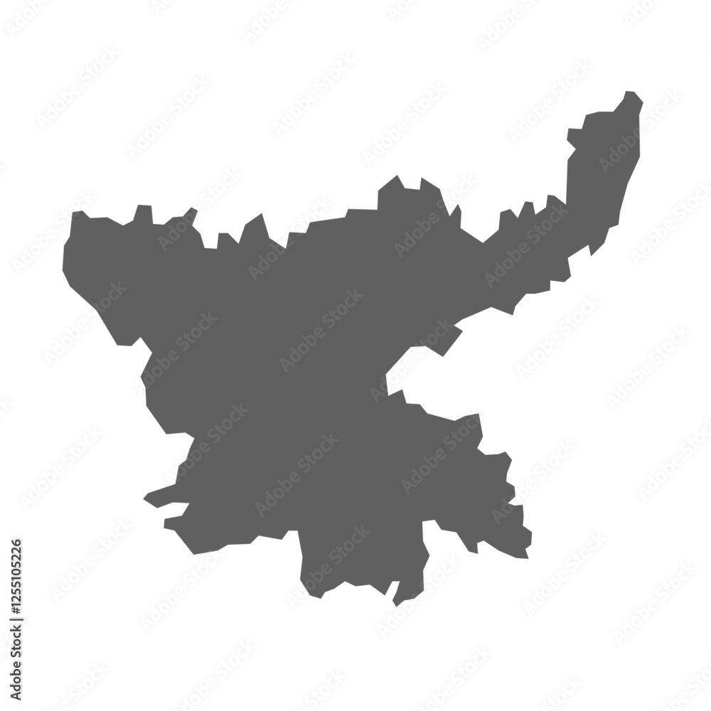 A vector gray map of the Jharkhand State of India. A vector gray map of the Jharkhand State of India.