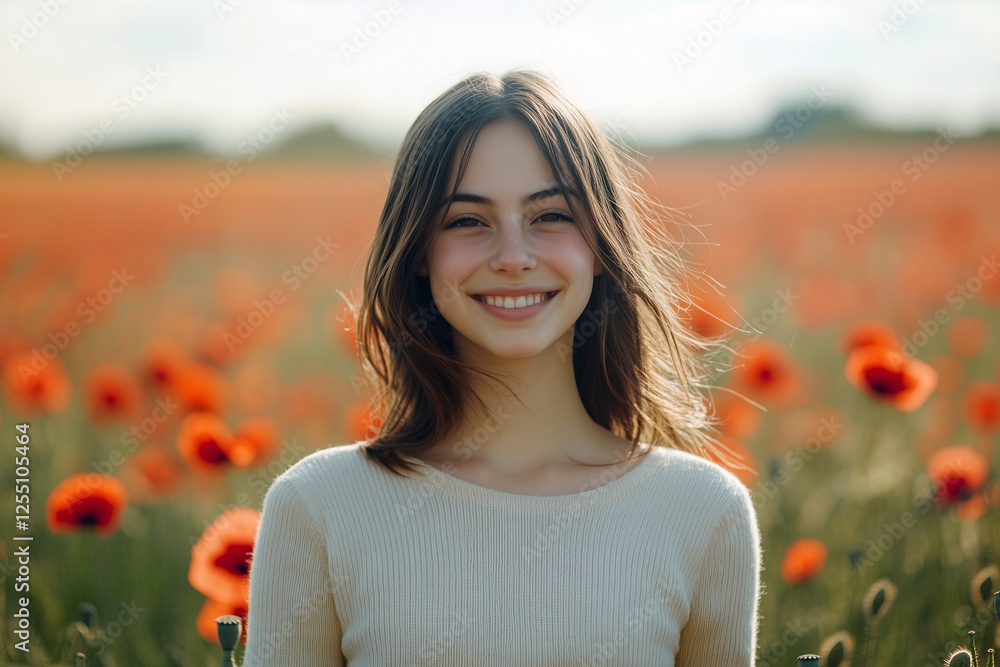 woman in poppy field