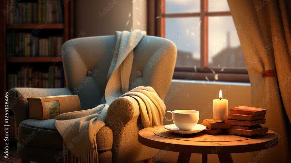 Obraz premium reading books coffee