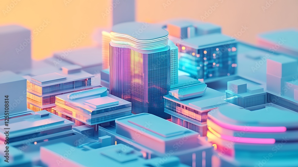 Abstract Cityscape: Neon Glow in a Minimalist Metropolis Abstract Cityscape: Neon Glow in a Minimalist Metropolis