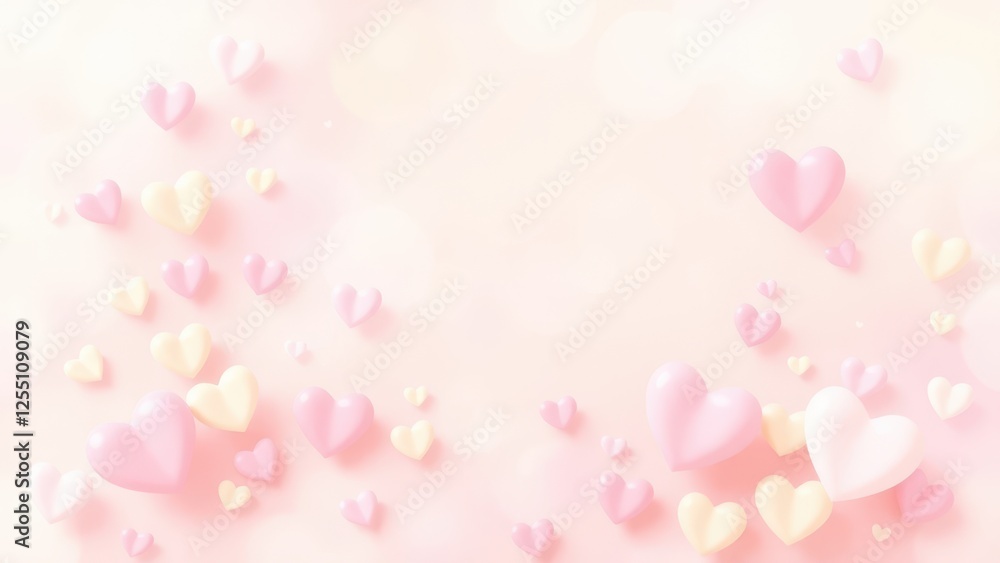 there are many hearts are scattered on the surface of the cake, there are many hearts are scattered on the surface of the cake,