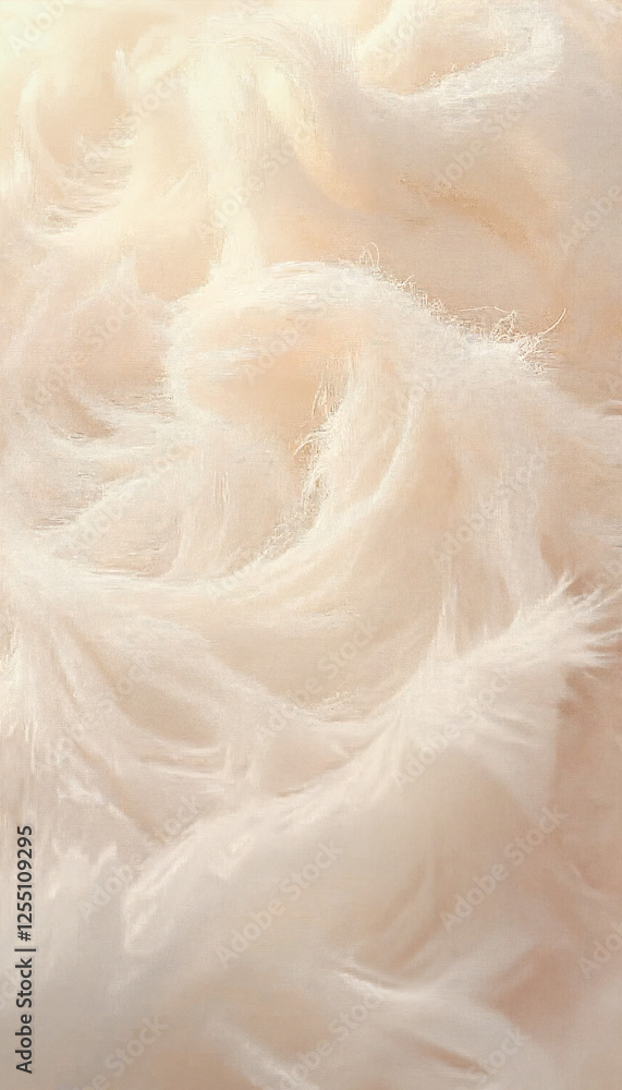Fototapeta premium Luxurious soft cream fur texture with gentle waves and copy space