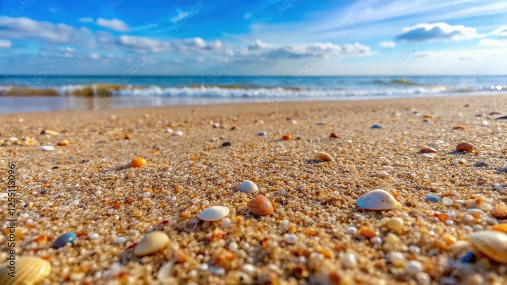 Fine grain sand on beach shore with tiny shells and small pebbles scattered around it , pebbles Fine grain sand on beach shore with tiny shells and small pebbles scattered around it , pebbles
