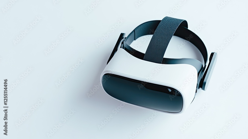 Virtual Reality Headset on White Surface for Immersive Digital Experience Virtual Reality Headset on White Surface for Immersive Digital Experience